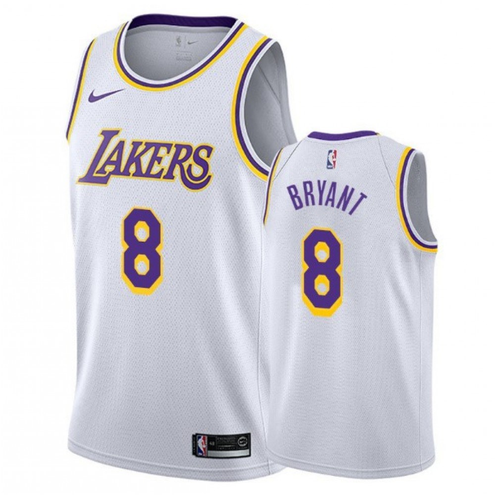 Men's Los Angeles Lakers Kobe Bryant #8 White Swingman Jersey - Association Edition-Pro Kit Vault | Brand New 26/27 Sports Jerseys